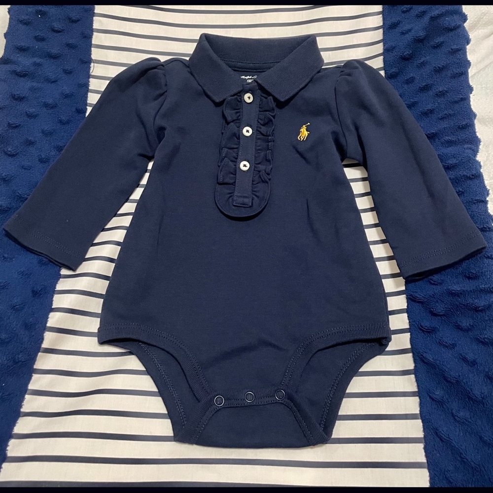 Never worn Polo Ralph Lauren Baby Bodysuit (6M) in navy